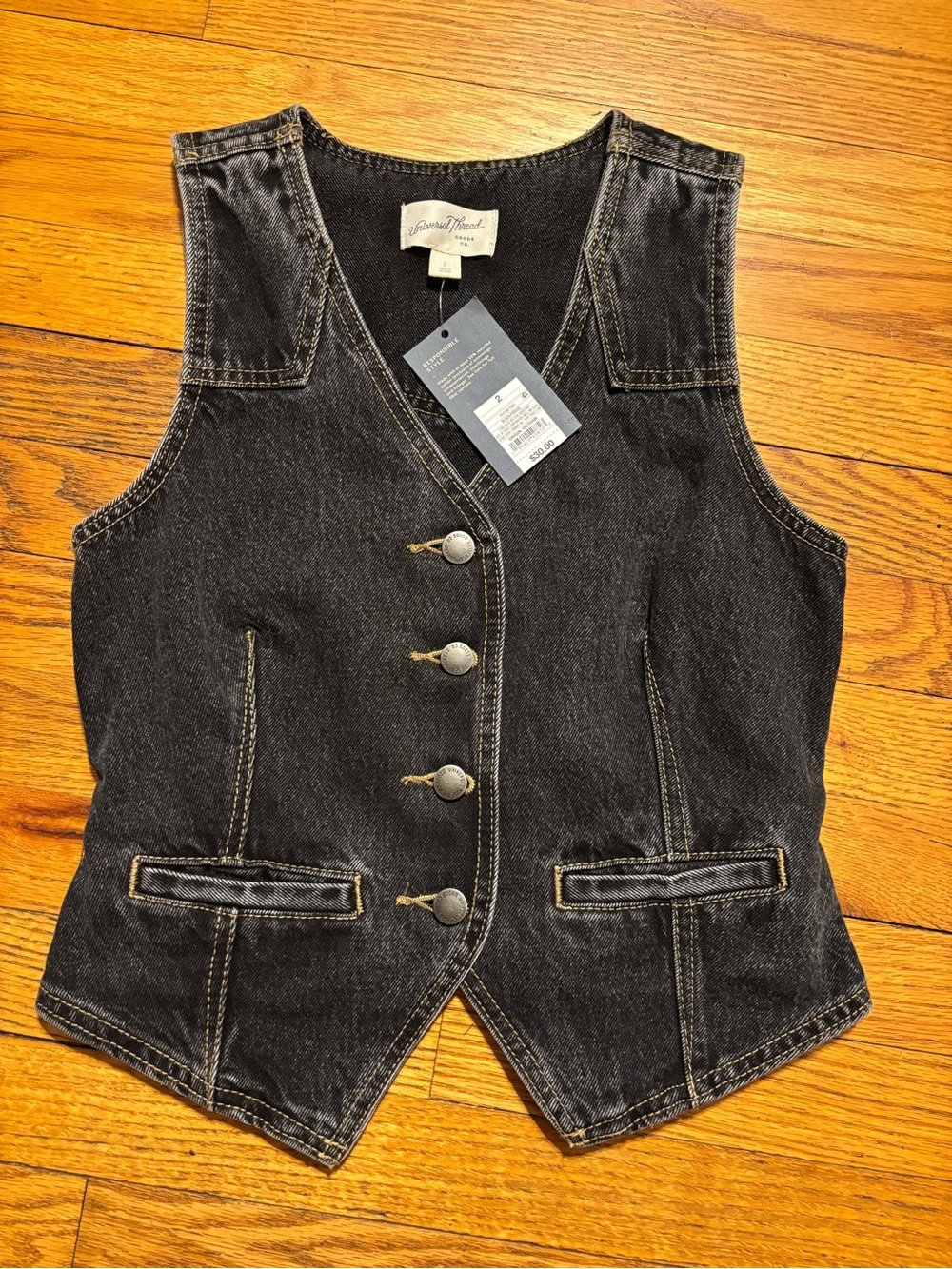 Universal Thread Black Denim Vest